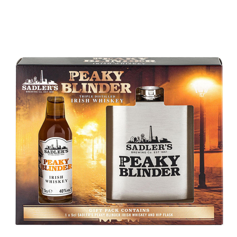 Sadler's Peaky Blinder Irish Whiskey Miniature & Hip Flask Gift Set