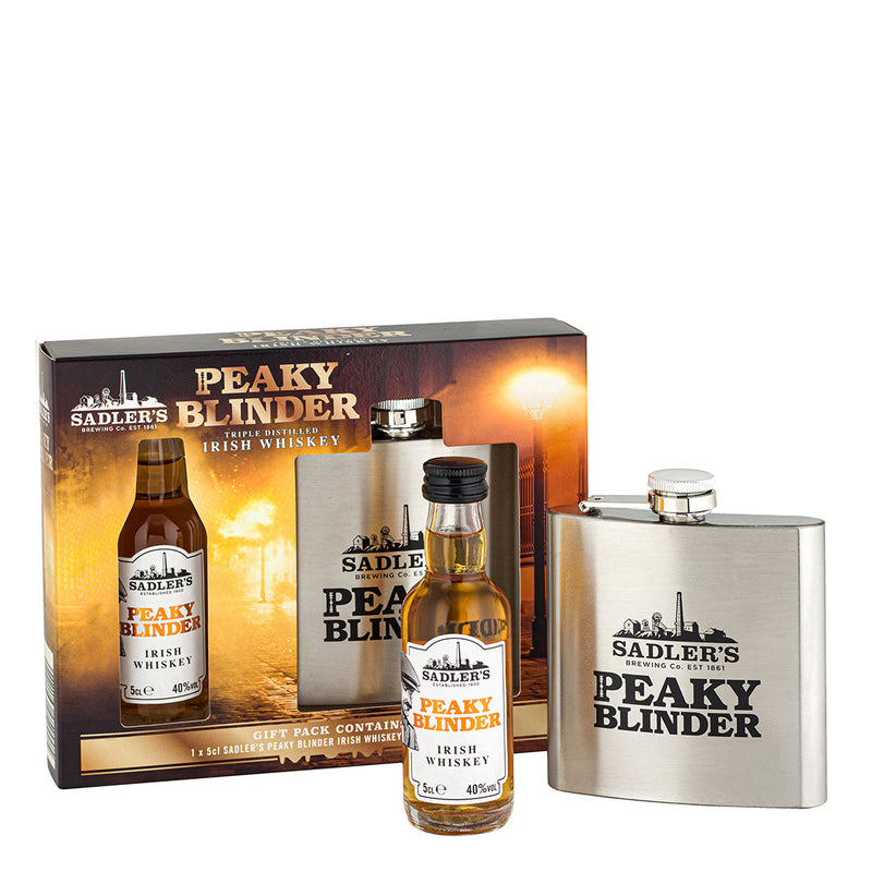 Sadler's Peaky Blinder Irish Whiskey Miniature & Hip Flask Gift Set