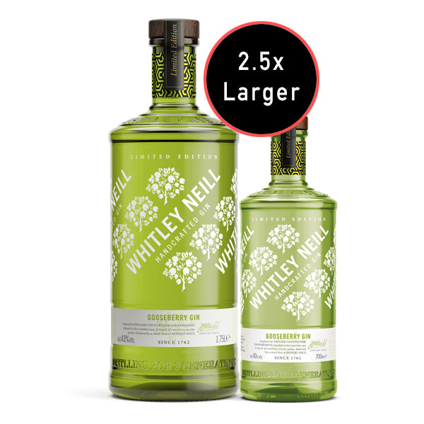 Whitley Neill Gooseberry Gin Extra Large 1.75 Litre - thedropstore.com